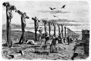 defeated slave rebels crucified in the Via Appia